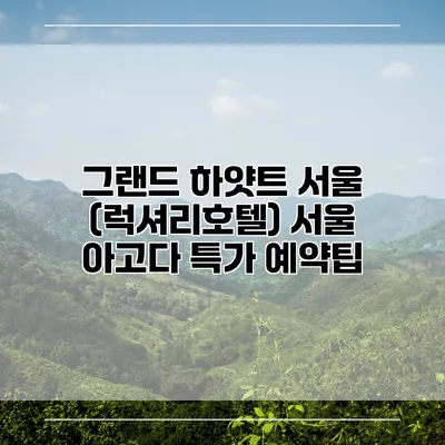 그랜드 하얏트 서울 (럭셔리호텔) 서울 아고다 특가 예약팁