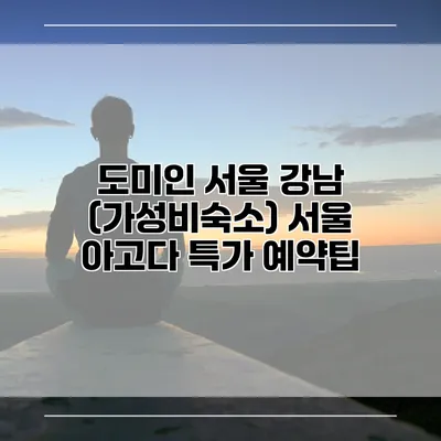 도미인 서울 강남 (가성비숙소) 서울 아고다 특가 예약팁