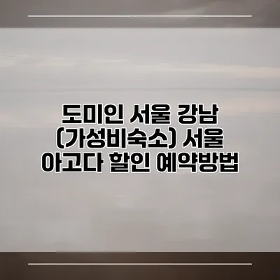 도미인 서울 강남 (가성비숙소) 서울 아고다 할인 예약방법