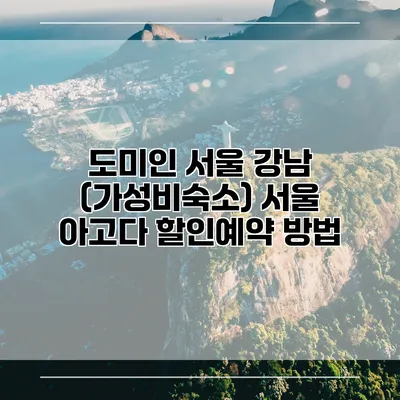 도미인 서울 강남 (가성비숙소) 서울 아고다 할인예약 방법