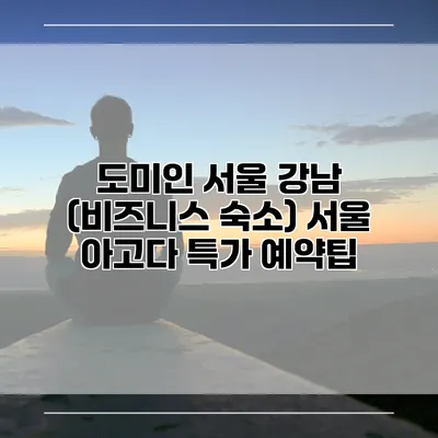 도미인 서울 강남 (비즈니스 숙소) 서울 아고다 특가 예약팁