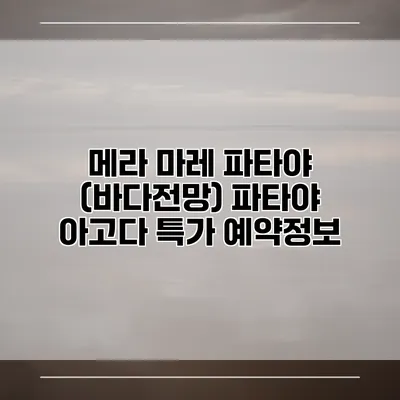 메라 마레 파타야 (바다전망) 파타야 아고다 특가 예약정보