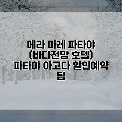 메라 마레 파타야 (바다전망 호텔) 파타야 아고다 할인예약 팁