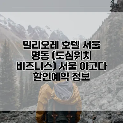 밀리오레 호텔 서울 명동 (도심위치 비즈니스) 서울 아고다 할인예약 정보