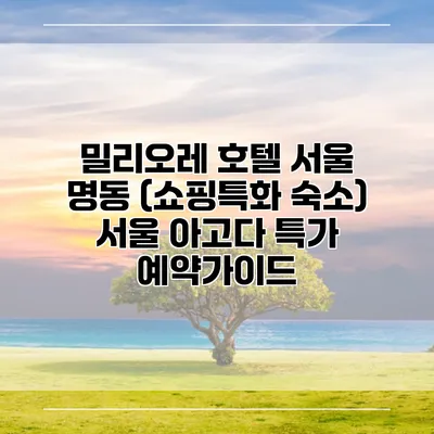 밀리오레 호텔 서울 명동 (쇼핑특화 숙소) 서울 아고다 특가 예약가이드