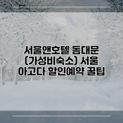 서울앤호텔 동대문 (가성비숙소) 서울 아고다 할인예약 꿀팁