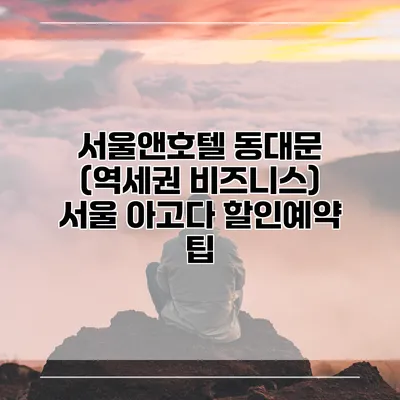 서울앤호텔 동대문 (역세권 비즈니스) 서울 아고다 할인예약 팁