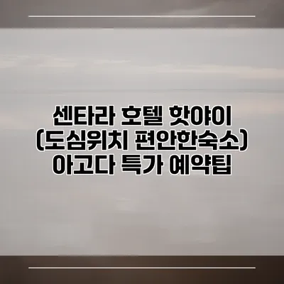 센타라 호텔 핫야이 (도심위치 편안한숙소) 아고다 특가 예약팁