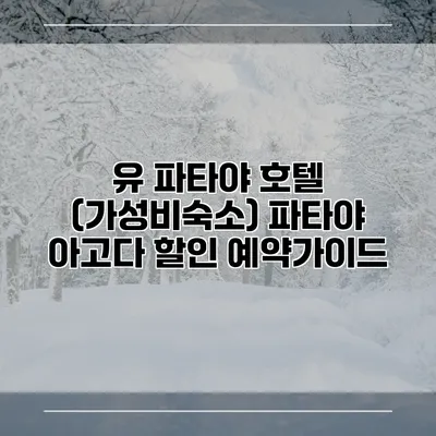 유 파타야 호텔 (가성비숙소) 파타야 아고다 할인 예약가이드