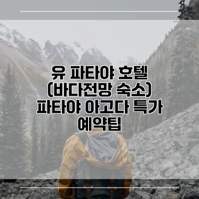유 파타야 호텔 (바다전망 숙소) 파타야 아고다 특가 예약팁
