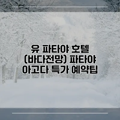 유 파타야 호텔 (바다전망) 파타야 아고다 특가 예약팁