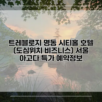 트레블로지 명동 시티홀 호텔 (도심위치 비즈니스) 서울 아고다 특가 예약정보