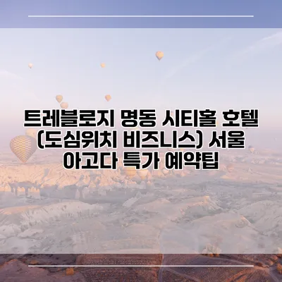 트레블로지 명동 시티홀 호텔 (도심위치 비즈니스) 서울 아고다 특가 예약팁