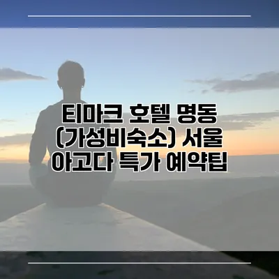 티마크 호텔 명동 (가성비숙소) 서울 아고다 특가 예약팁
