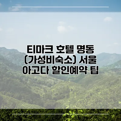 티마크 호텔 명동 (가성비숙소) 서울 아고다 할인예약 팁