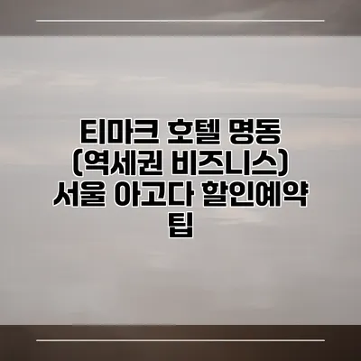 티마크 호텔 명동 (역세권 비즈니스) 서울 아고다 할인예약 팁