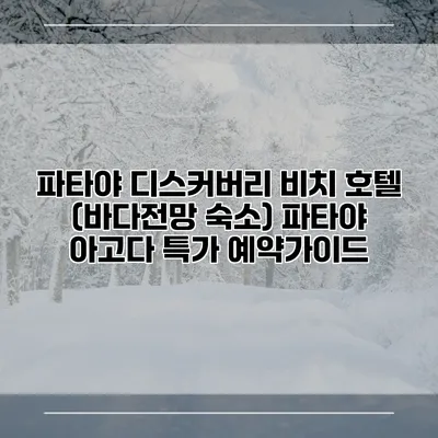 파타야 디스커버리 비치 호텔 (바다전망 숙소) 파타야 아고다 특가 예약가이드