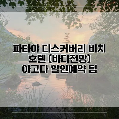 파타야 디스커버리 비치 호텔 (바다전망) 아고다 할인예약 팁
