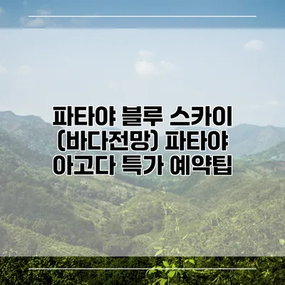 파타야 블루 스카이 (바다전망) 파타야 아고다 특가 예약팁