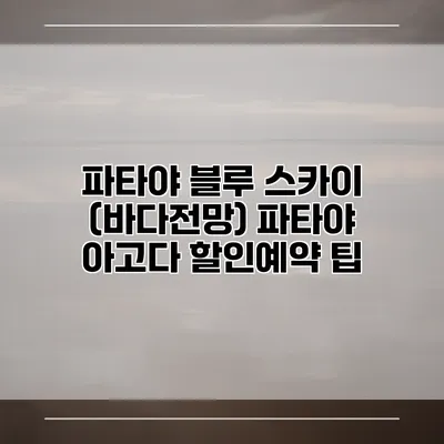 파타야 블루 스카이 (바다전망) 파타야 아고다 할인예약 팁