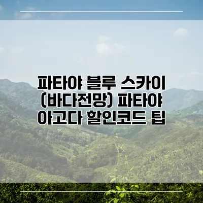 파타야 블루 스카이 (바다전망) 파타야 아고다 할인코드 팁