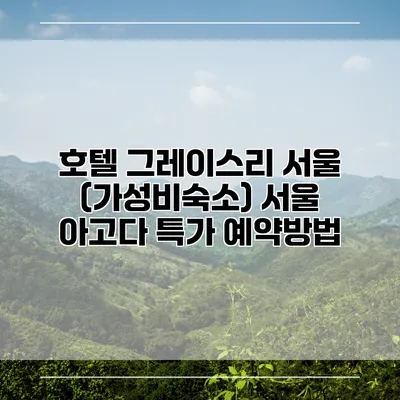 호텔 그레이스리 서울 (가성비숙소) 서울 아고다 특가 예약방법