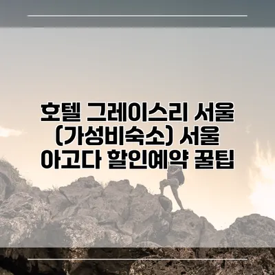 호텔 그레이스리 서울 (가성비숙소) 서울 아고다 할인예약 꿀팁