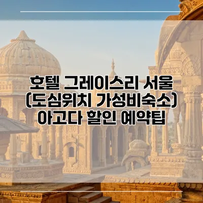 호텔 그레이스리 서울 (도심위치 가성비숙소) 아고다 할인 예약팁