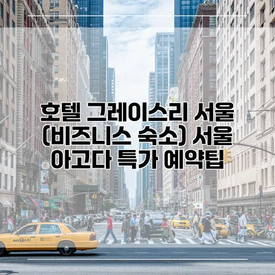 호텔 그레이스리 서울 (비즈니스 숙소) 서울 아고다 특가 예약팁