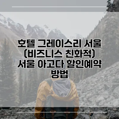 호텔 그레이스리 서울 (비즈니스 친화적) 서울 아고다 할인예약 방법