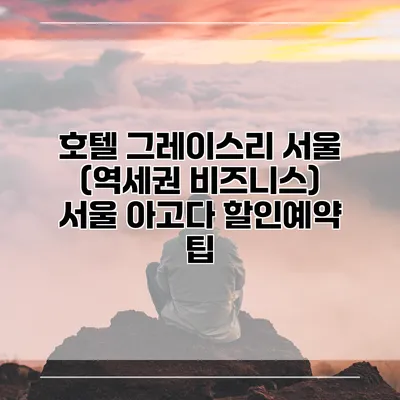 호텔 그레이스리 서울 (역세권 비즈니스) 서울 아고다 할인예약 팁