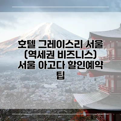 호텔 그레이스리 서울 (역세권 비즈니스) 서울 아고다 할인예약 팁