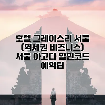 호텔 그레이스리 서울 (역세권 비즈니스) 서울 아고다 할인코드 예약팁