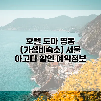 호텔 도마 명동 (가성비숙소) 서울 아고다 할인 예약정보