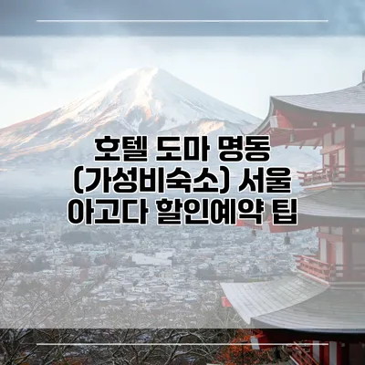 호텔 도마 명동 (가성비숙소) 서울 아고다 할인예약 팁
