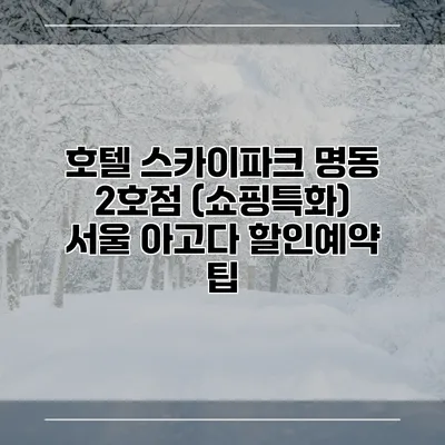 호텔 스카이파크 명동 2호점 (쇼핑특화) 서울 아고다 할인예약 팁