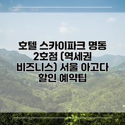 호텔 스카이파크 명동 2호점 (역세권 비즈니스) 서울 아고다 할인 예약팁
