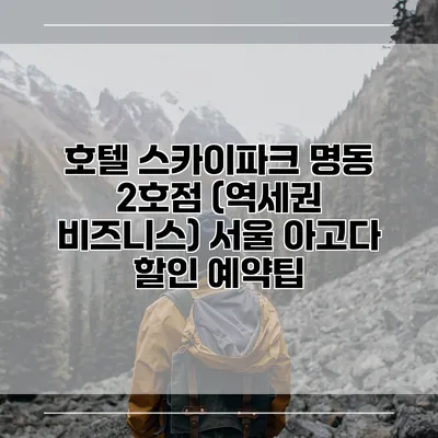 호텔 스카이파크 명동 2호점 (역세권 비즈니스) 서울 아고다 할인 예약팁