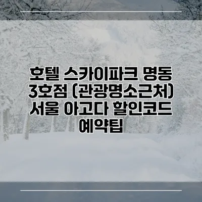 호텔 스카이파크 명동 3호점 (관광명소근처) 서울 아고다 할인코드 예약팁