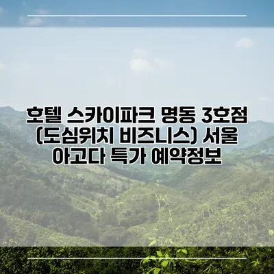 호텔 스카이파크 명동 3호점 (도심위치 비즈니스) 서울 아고다 특가 예약정보