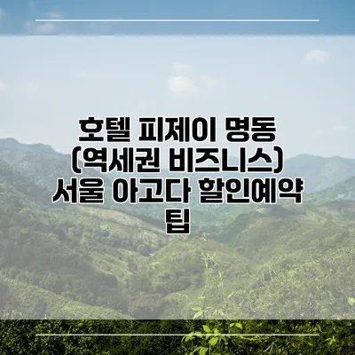 호텔 피제이 명동 (역세권 비즈니스) 서울 아고다 할인예약 팁