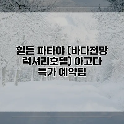 힐튼 파타야 (바다전망 럭셔리호텔) 아고다 특가 예약팁