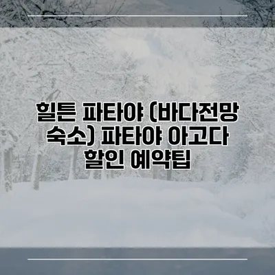 힐튼 파타야 (바다전망 숙소) 파타야 아고다 할인 예약팁
