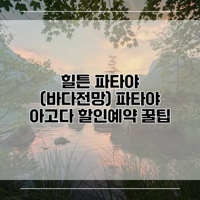 힐튼 파타야 (바다전망) 파타야 아고다 할인예약 꿀팁